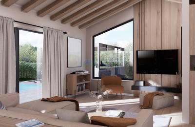 Ista, Poreč, modernes eingeschossiges Haus mit Pool in ruhiger Umgebung – Möglichkeit zum Kauf einer schlüsselfertigen Villa oder nur des Grundstücks